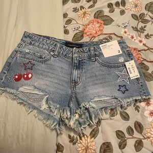 Aeropostale Women's Light Blue Jean Shorts with Cherry Embroidery size 2 NWT